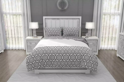 Glamour 017 Pościel bawełniana ornament Faro szary