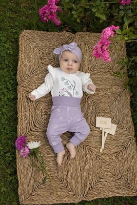 "My Garden" Legginsy niemowlęce Pinokio - fiolet druk