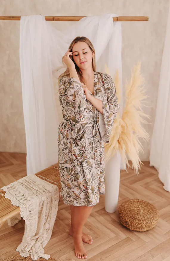 Ornithology Kimono Szlafrok bambusowy Makaszka