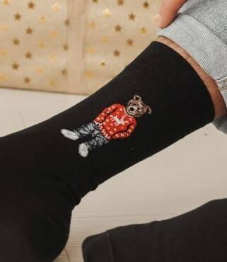 0125.099 Misiek w sweterku Skarpety Męskie Milena - czarny