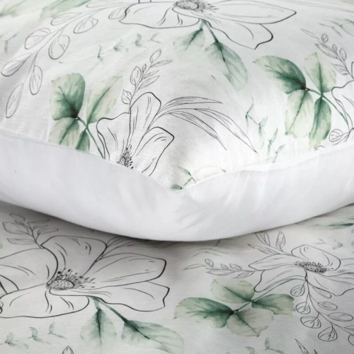Spring 28 Kwiaty pościel satynowa Eurofirany biały/zielony