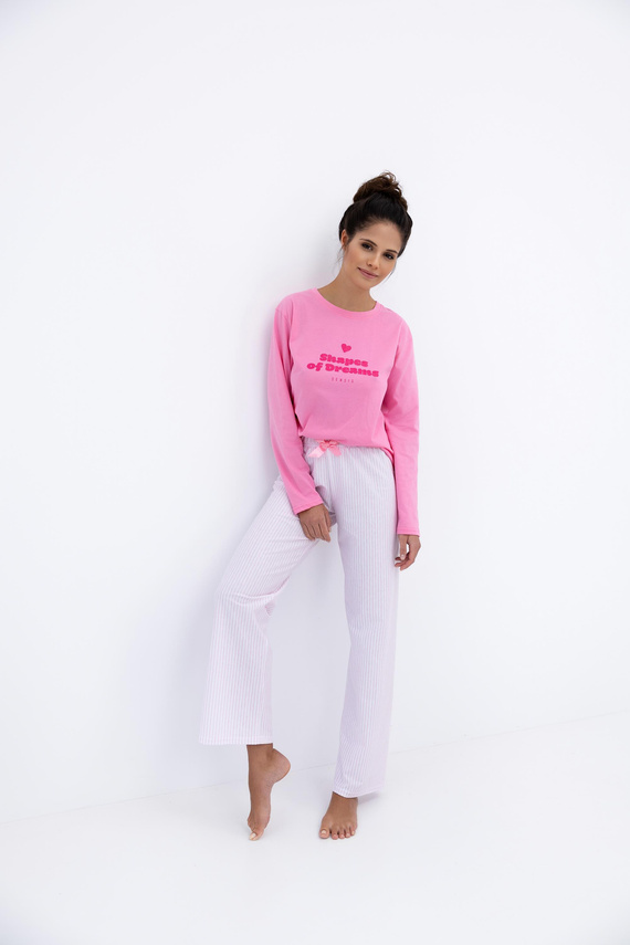 Malaya Piżama damska Sensis – bawełniana koszulka i długie spodnie z kokardką