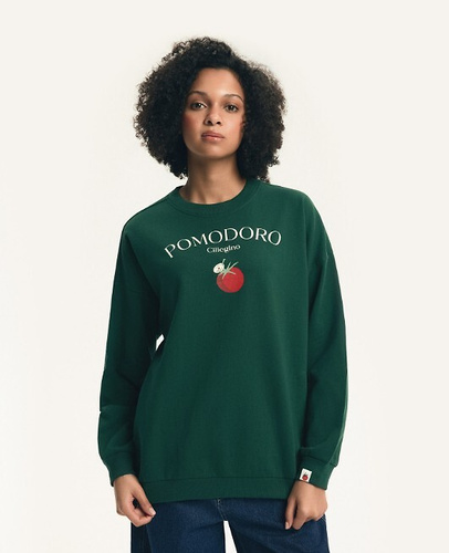 Bluza damska Dessie Henderson bawełniana ocieplana z nadrukiem - zielona