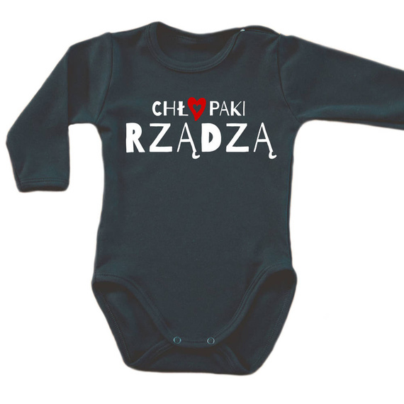 "CHŁOPAKI RZĄDZĄ" Body długi rękaw Moocha biały