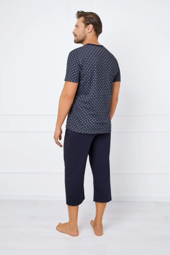 Gerard Piżama Męska krótki rękaw, 3/4 spodnie Italian Fashion - druk/granatowy 