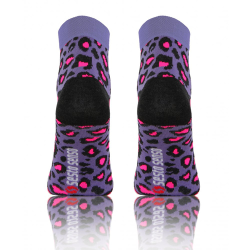 Cętki Panterka Skarpety krótkie finest cotton dwie różne Sesto Senso fioletowy