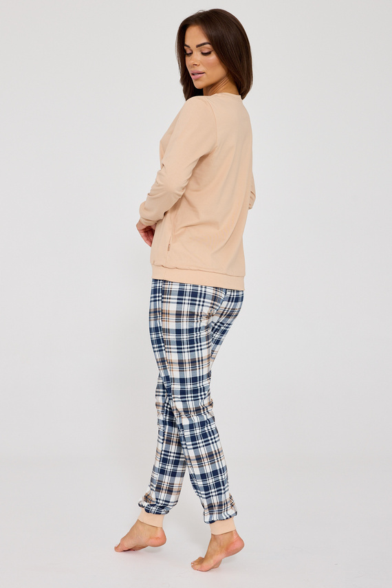 671/425 Piżama damska Cornette Bears | Bawełna, nadruk misia, spodnie w kratkę
