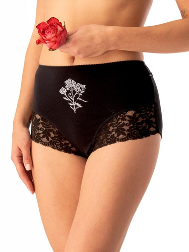 Figi damskie Key LPF 578 szary czarny– bawełna, komfortowe, 2 sztuki w opakowaniu