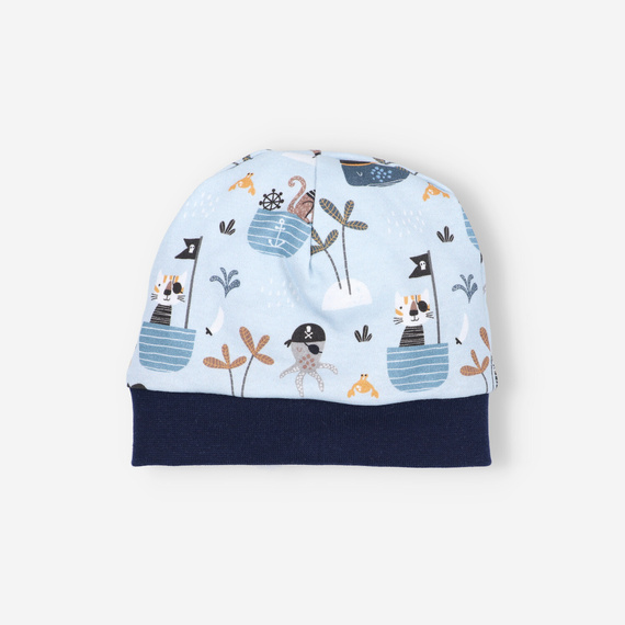 ABK-0041/LOD Piraci Komplet niemowlęcy z bawełny organicznej Nini granatowy