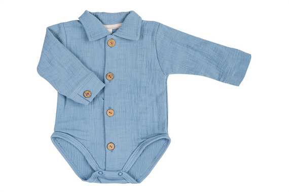 03252KB "Just Muslin Blue" Koszulobody długi rękaw muślinowe Makoma