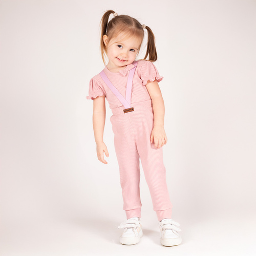 213018 Spodnie na szelkach "Nelly" Nicol - różowy