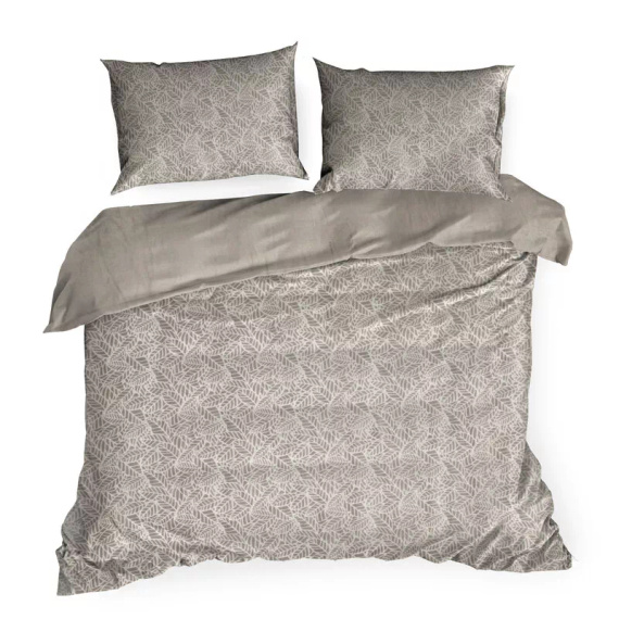 Flano 3 pościel welurowa liście Eurofirany beżowy