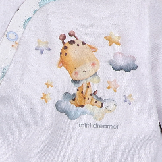 ABN-5602 Body kopertowe Nini Little Dreamers z bawełny organicznej dla niemowląt - bezniklowe napy, 100% bezpieczeństwa