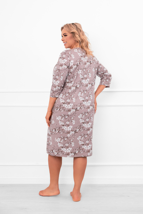 Koszula nocna damska Oszima bawełniana z rękawem 3/4 i kwiatowym wzorem Italian Fashion