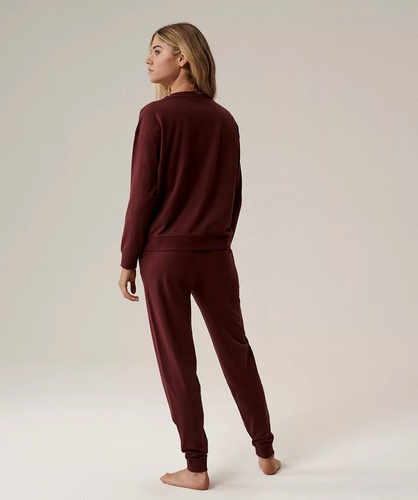 Piżama damska Atlantic NLP-499 wino – bawełniana, długi rękaw, wygodna i stylowa