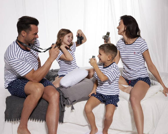 801/111 802/111 Marine Piżama chłopięca Cornette biały-granatowy