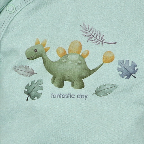 ABN-5568 Dino Explorer Pajac niemowlęcy Nini miętowy | Bawełna organiczna, zapięcie na napy
