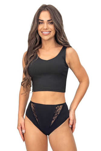 Figi 238 Donna czarne– bawełniane figi damskie z koronkowymi wstawkami