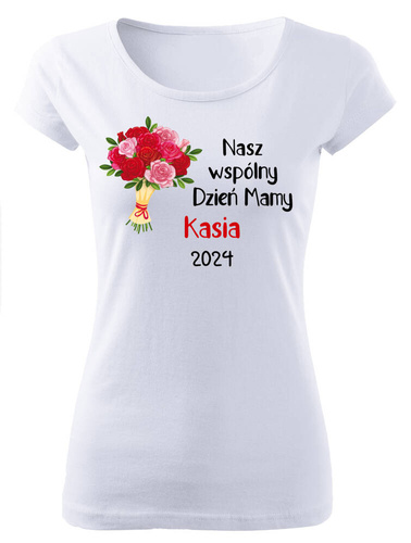 SKU 009MC "Nasz wspólny Dzień Mamy" koszulka damska Moocha biały 