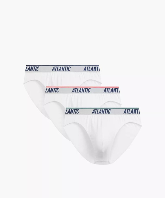 Slipy męskie 3MP-219 Atlantic – sportowe, elastyczne, antyalergiczne, 3 sztuki białe