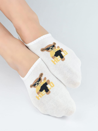 Baleriny damskie Noviti ST098 Miś bawełniane niewidoczne silikon komfort