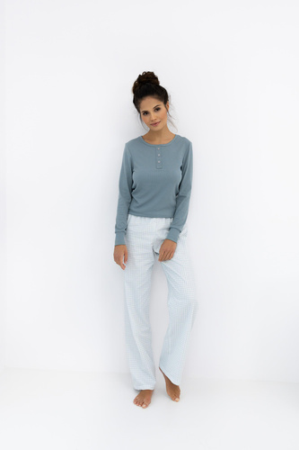 Janelle Sensis - Piżama damska z długim rękawem i spodniami w kratę