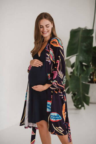 Tropical szlafrok bambusowy Milk&Love navy