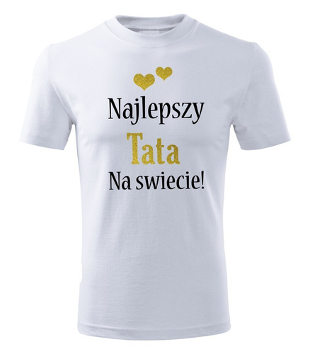 "Najlepszy tata na świecie" koszulka męska Moocha biały  (złoty napis) 