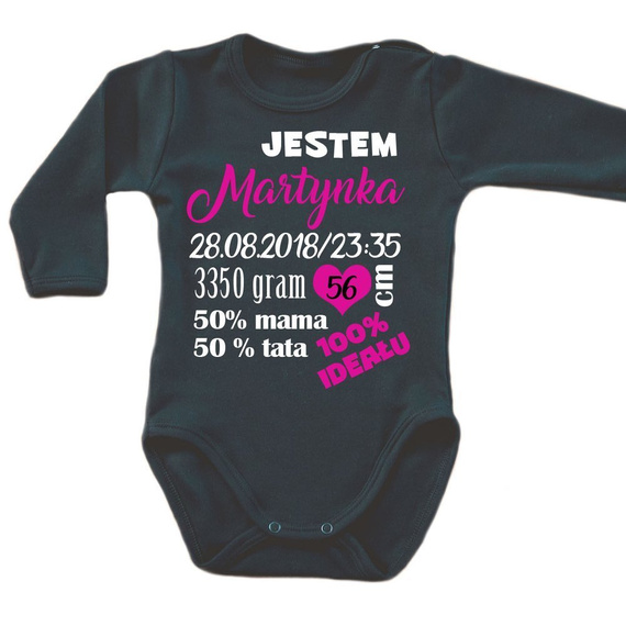 Body długi rękaw z metryczką Moocha biały