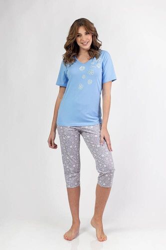 696  Piżama damska Regina -niebieski