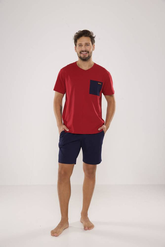 646 Kevin Piżama Męska De Lafense - bordo