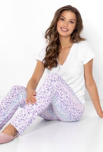 Coco Piżama damska Momenti Per Me white-lila