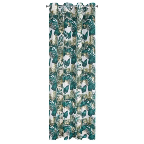 Davos Zasłona gotowa na przelotkach liście monstery Eurofirany biała/zielony