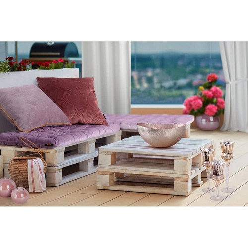 Welwet Poszewka dekoracyjna z wytłaczanym wzorem Eurofirany ciemnoróżowy