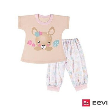 Piżama bawełniana dla dziewczynki "FAMILY" Ewa Klucze - beżowa