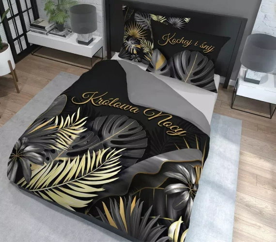 4423 A Holland 35 Pościel bawełniana Królowa nocy Detexpol grafitowy 