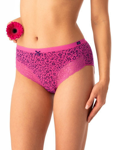 Figi damskie Key LPC 760 różowy granatowy – bawełniane, komfortowe, zestaw 2 sztuki