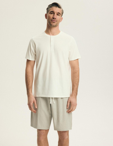 Piżama męska Henderson 43454 Nigri kremowa – 100% bawełna, komfortowa