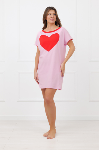 Koszula nocna Sabrina Italian Fashion 100% bawełna – krótki rękaw- różowa