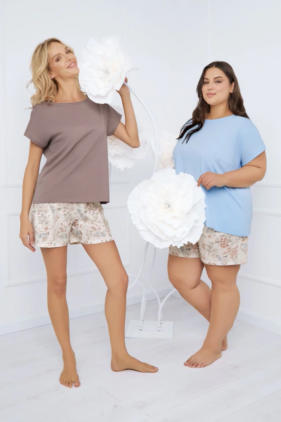 Solita Piżama Damska krótki rękaw, krótkie spodnie Italian Fashion - cappuccino