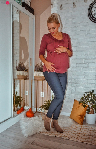 Kangaroo bluzka ciążowa i do karmienia z rękawem 7/8 Milk&Love rose brown