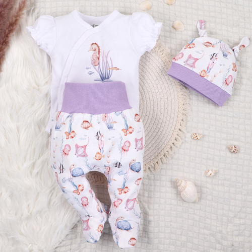 ABN-5490 Underwater World Czapka niemowlęca Nini  – bawełna organiczna, miękka, przewiewna