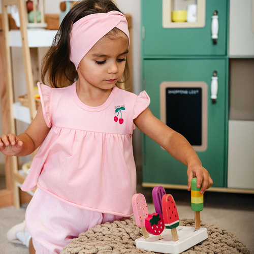 Body tunika dziewczęca Eevi Cherry różowa wisienki bawełna