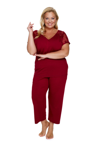 7259 Piżama Damska Plus Size Doctor Nap - burgundy red