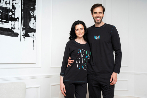 Olza Piżama Damska 3/4 rękaw, 3/4 spodnie Italian Fashion - czarny