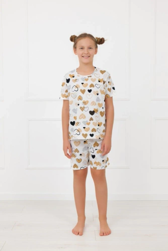 Piżama dziewczęca Ariela Italian Fashion – bawełna, krótki rękaw, szorty