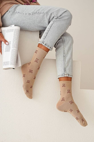0200-118 Małe Misie Skarpety damskie Milena - beżowy