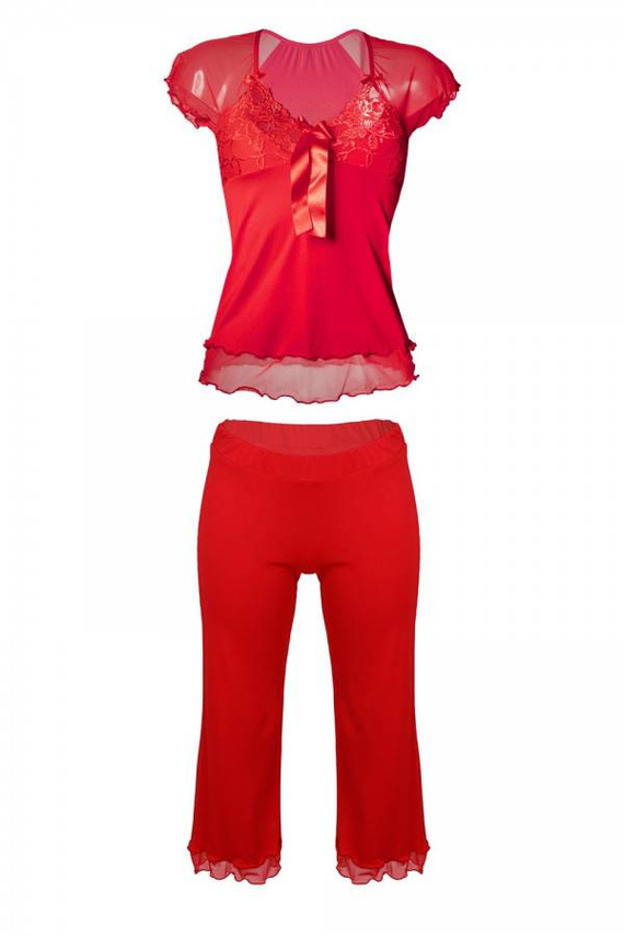 Sabi Komplet Piżama Damska DKaren - czerwony