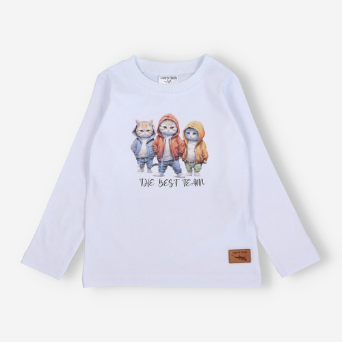 KAR-1010/BIA Bluzka chłopięca z długim rękawem Lagarto Verde biały 