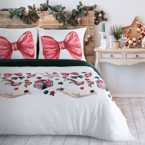 Ribeno Pościel świąteczna kokardki z mikrowłókna Eurofirany zielony